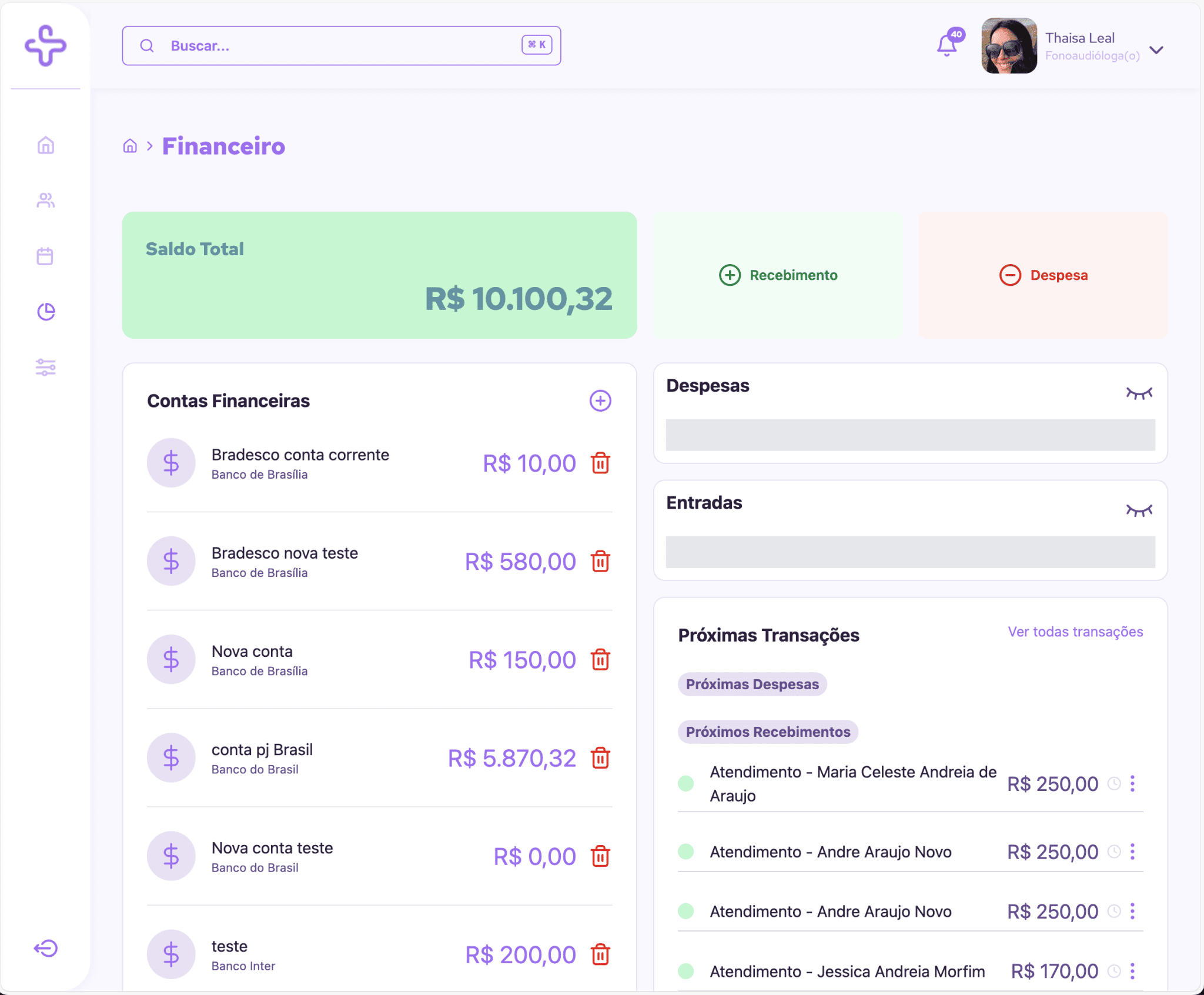 Controle financeiro integrado